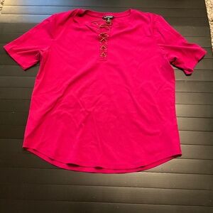 Lauren Ralph Lauren  Plus Size Lace-Up Crewneck Top